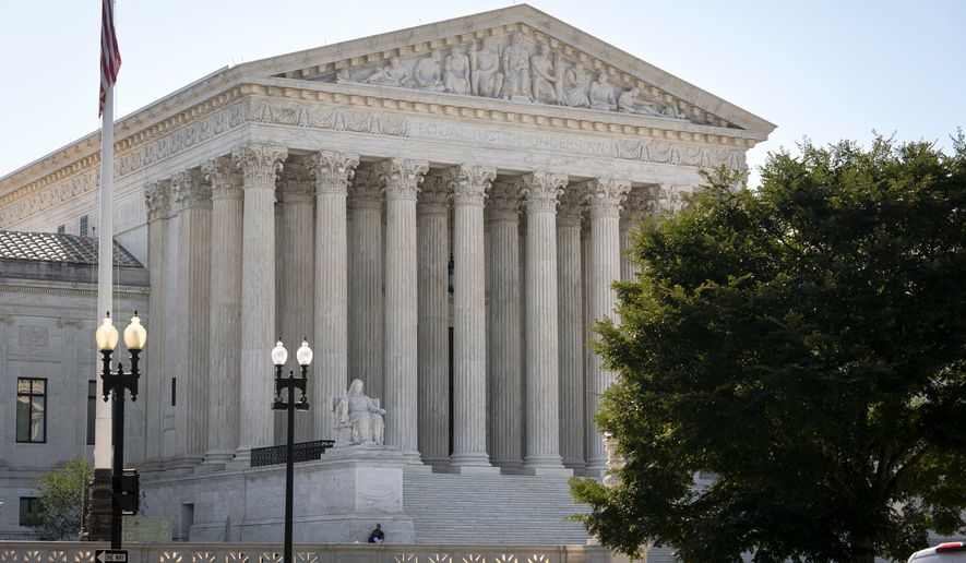 The Supreme Court is seen on the morning after the conservative majority sided with the Trump administration in a case over President Donald Trump's executive order restricting mail-in voting, on Capitol Hill in Washington, Tuesday, Aug. 25, 2026. (AP Photo/J. Scott Applewhite)