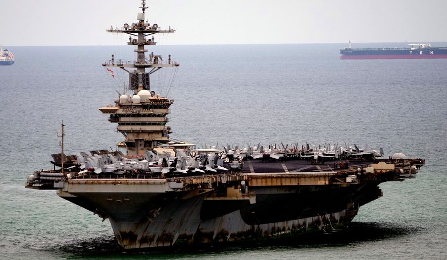 The U.S. Navy aircraft carrier USS Abraham Lincoln arrives at the port in Laem Chabang, Chonburi, Thailand, Wednesday, Sept. 2, 2026. (AP Photo/Sakchai Lalit)