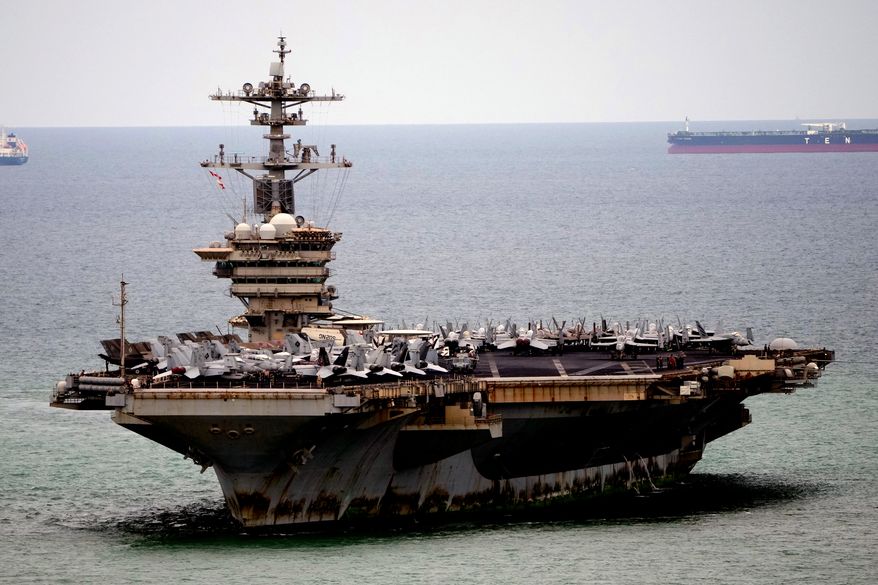 The U.S. Navy aircraft carrier USS Abraham Lincoln arrives at the port in Laem Chabang, Chonburi, Thailand, Wednesday, Sept. 2, 2026. (AP Photo/Sakchai Lalit)