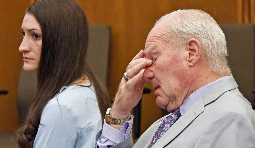 Lindsay Clancy and attorney Kevin Reddington watch as Judge William Sullivan tells the jury to keep discussing a possible verdict after jurors said for a second time they couldn't agree whether Lindsay Clancy was criminally responsible for killing her three children in 2023, Wednesday, Sept. 2, 2026, in Plymouth, Mass. (Greg Derr/The Patriot Ledger)
