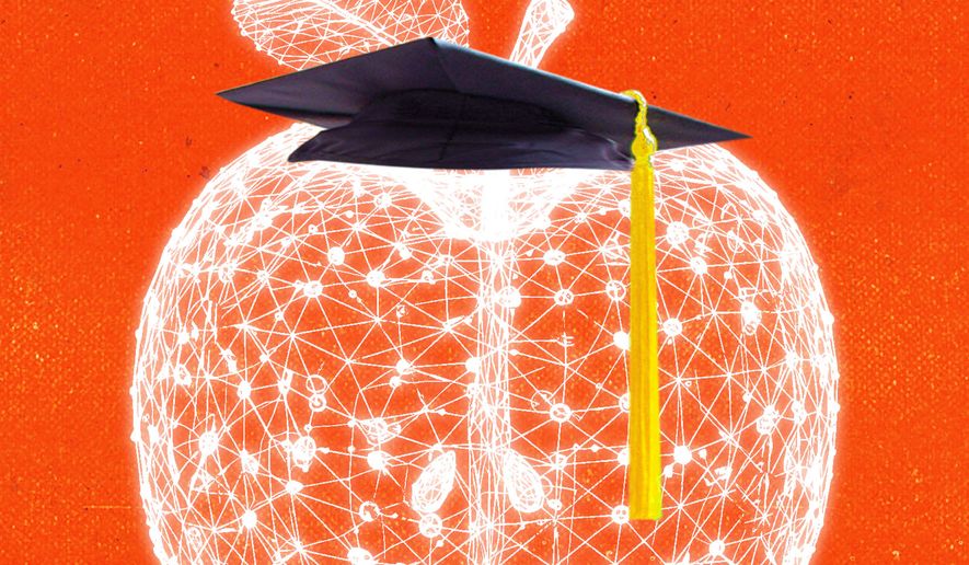 Treating higher education (universities and colleges) as a business illustration by Linas Garsys / The Washington Times