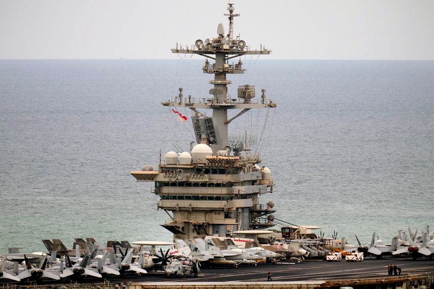 The U.S. Navy aircraft carrier USS Abraham Lincoln arrives at the port in Laem Chabang, Chonburi, Thailand, Wednesday, Sept. 2, 2026. (AP Photo/Sakchai Lalit)
