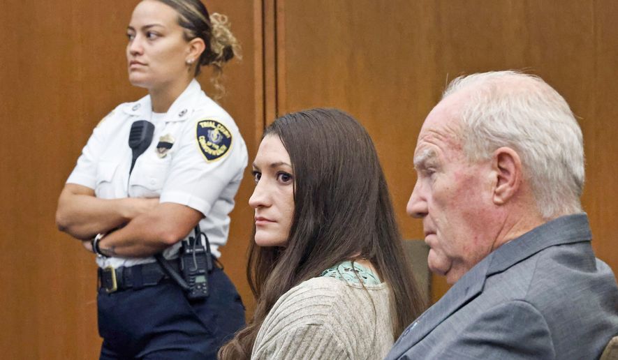Lindsay Clancy looks at jurors as Judge Sullivan asks them to start deliberations for a sixth day during her murder trial on Thursday, Sept. 3, 2026, in Plymouth, Mass. (Greg Derr/The Patriot Ledger via AP, Pool)