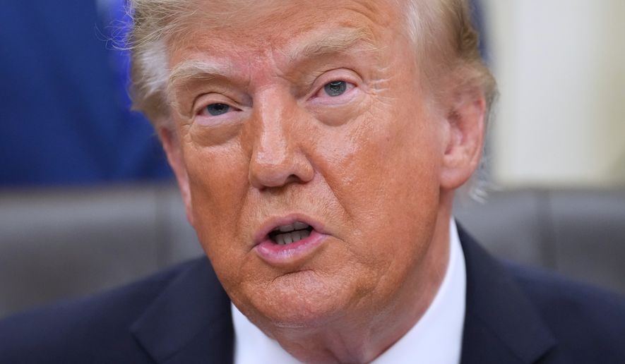 President Donald Trump speaks in the Oval Office of the White House during a meeting with travel executives, Wednesday, Sept. 2, 2026, in Washington. (AP Photo/Jacquelyn Martin)