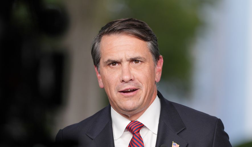 Attorney General Todd Blanche during a television interview outside the White House, Wednesday, Sept. 2, 2026, in Washington. (AP Photo/Alex Brandon)