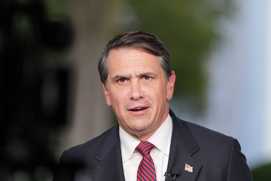 Attorney General Todd Blanche during a television interview outside the White House, Wednesday, Sept. 2, 2026, in Washington. (AP Photo/Alex Brandon)