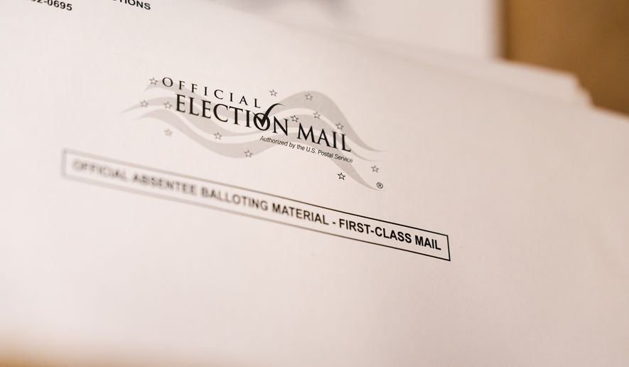 Envelopes for mail-in ballots at the Wake County Board of Elections are seen on Thursday, Sept. 3, 2026, in Raleigh, N.C. (AP Photo/Matt Ramey)