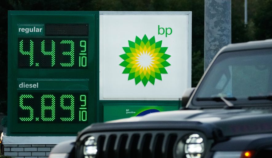 Gas prices are displayed at a gas station in Mount Prospect, Ill., Thursday, Sept. 3, 2026. (AP Photo/Nam Y. Huh)