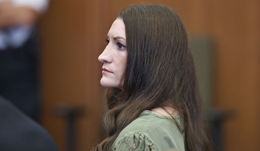 Defendant Lindsay Clancy watches jurors enter the courtroom during her murder trial on Friday, Sept. 4, 2026, in Plymouth, Mass. (Greg Derr/The Patriot Ledger via AP, Pool)