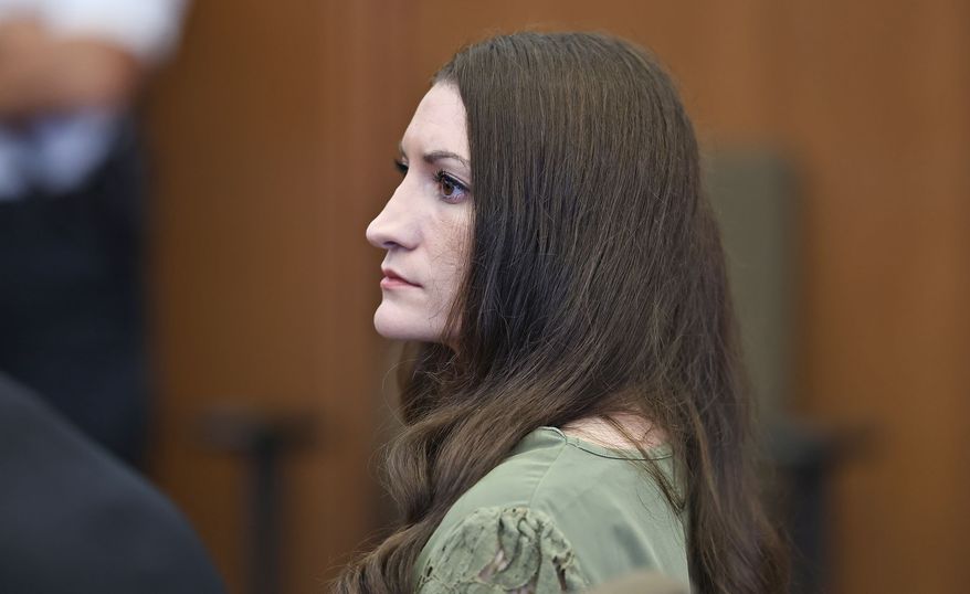 Defendant Lindsay Clancy watches jurors enter the courtroom during her murder trial on Friday, Sept. 4, 2026, in Plymouth, Mass. (Greg Derr/The Patriot Ledger via AP, Pool)