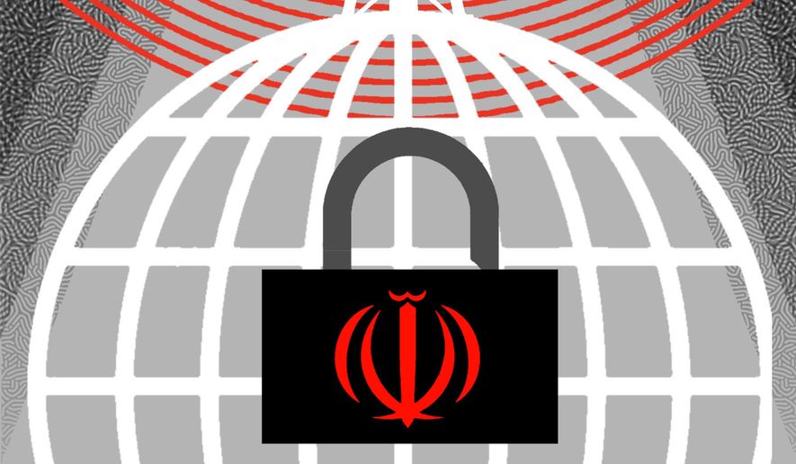 Iran regime's control of outside news and information illustration by Linas Garsys / The Washington Times