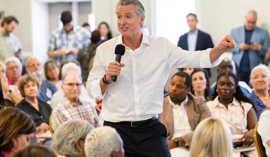 California Gov. Gavin Newsom speaks to supporters during a campaign event at the Brookland-Lakeview Empowerment Center, Friday, Sept. 4, 2026, in West Columbia, S.C. (AP Photo/Mic Smith)