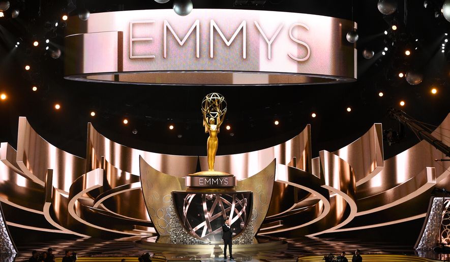 FILE - The main stage is shown during the 68th Primetime Emmy Awards in Los Angeles on Sept. 18, 2016. (Photo by Chris Pizzello/Invision/AP, File)