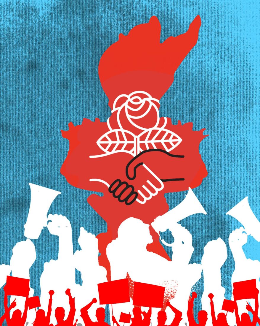 Immigrants supporting the Democratic Socialists of America illustration by Linas Garsys / The Washington Times