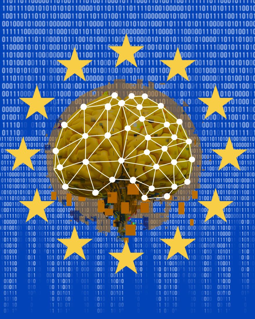 Artificial Intelligence (AI) and the European Union illustration by Linas Garsys / The Washington Times