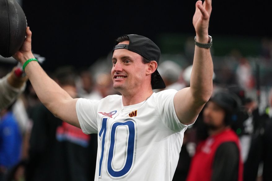 Washington Commanders punter Tress Way leaves the field after the 2026 NFL Pro Bowl Games on Tuesday, Feb. 3, 2026, in San Francisco. (Vera Nieuwenhuis/AP Content Services for the NFL)