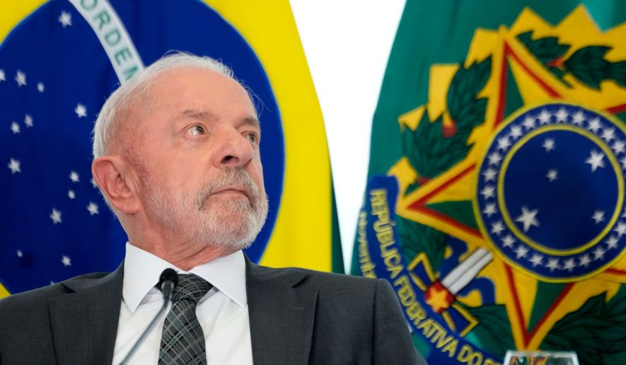 Brazilian President Luiz Inacio Lula da Silva attends a ceremony at the Planalto Palace in Brasilia, Friday, Sept. 4, 2026, marking the signing of measures related to funding for the justice system. (AP Photo/Eraldo Peres)