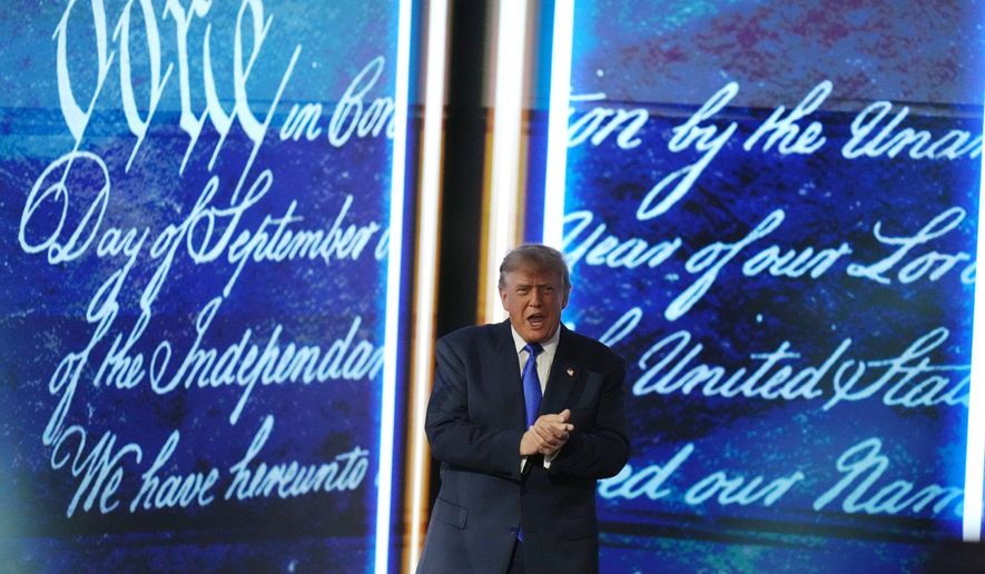 President Donald Trump arrives at the Republican convention Wednesday, Sept. 9, 2026, in Dallas. (AP Photo/Alex Brandon)