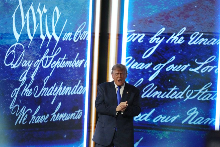 President Donald Trump arrives at the Republican convention Wednesday, Sept. 9, 2026, in Dallas. (AP Photo/Alex Brandon)