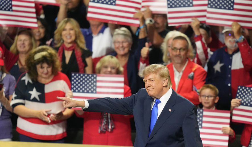President Donald Trump arrives at the Republican convention Wednesday, Sept. 9, 2026, in Dallas. (AP Photo/Alex Brandon)