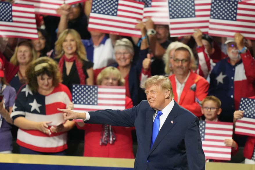President Donald Trump arrives at the Republican convention Wednesday, Sept. 9, 2026, in Dallas. (AP Photo/Alex Brandon)