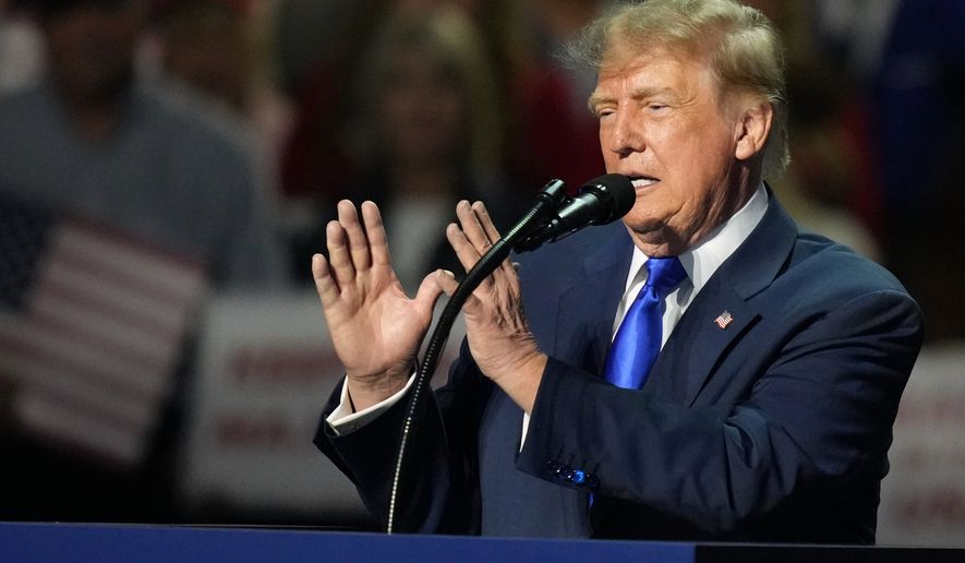 President Donald Trump speaks at the Republican convention Wednesday, Sept. 9, 2026, in Dallas. (AP Photo/Alex Brandon)