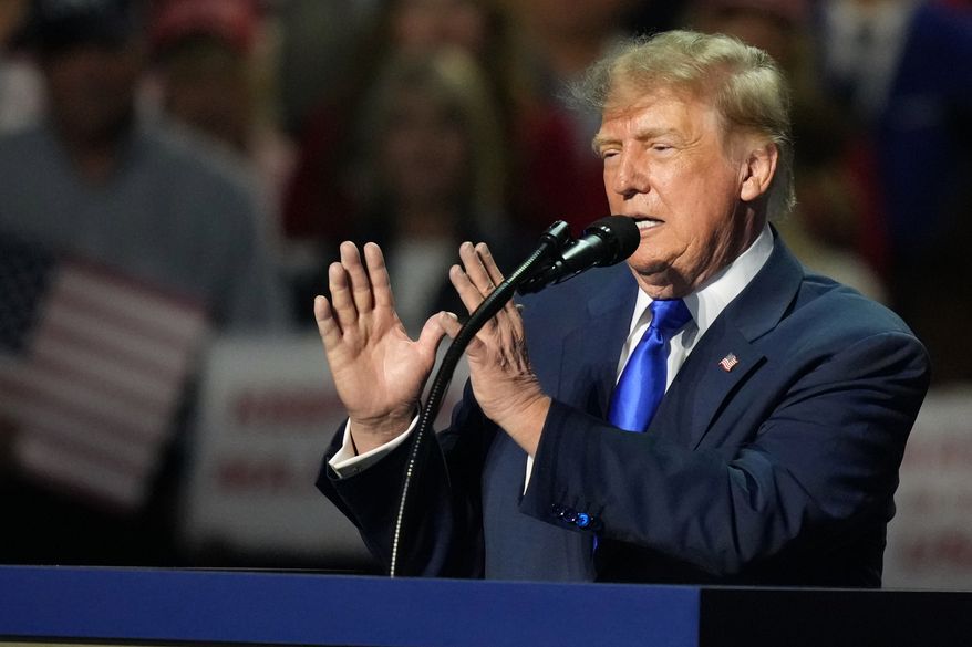President Donald Trump speaks at the Republican convention Wednesday, Sept. 9, 2026, in Dallas. (AP Photo/Alex Brandon)