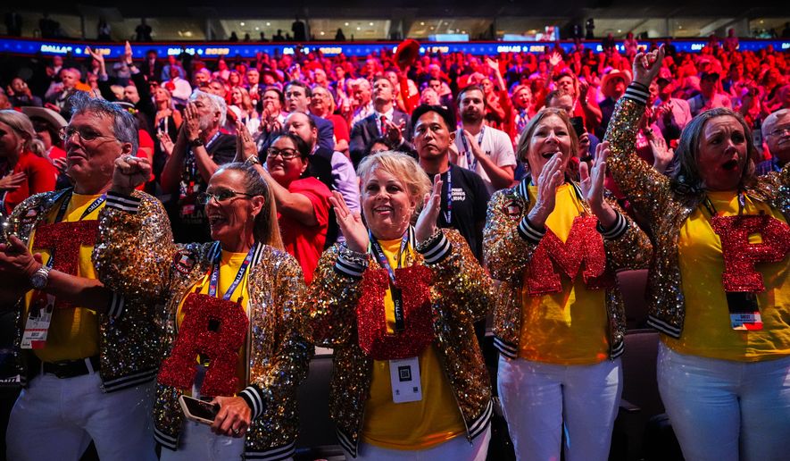 People attend the Republican convention, Wednesday, Sept. 9, 2026, in Dallas. (AP Photo/Julia Demaree Nikhinson)
