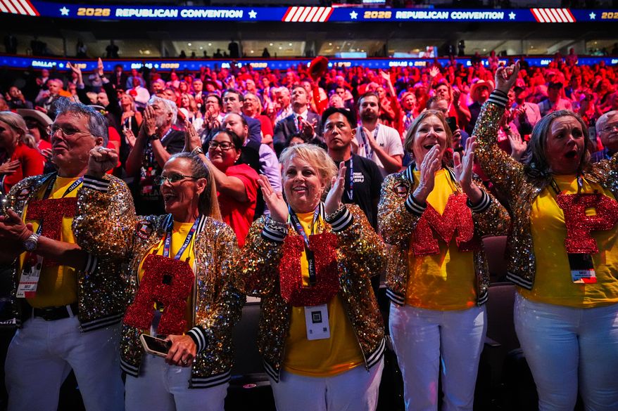 People attend the Republican convention, Wednesday, Sept. 9, 2026, in Dallas. (AP Photo/Julia Demaree Nikhinson)