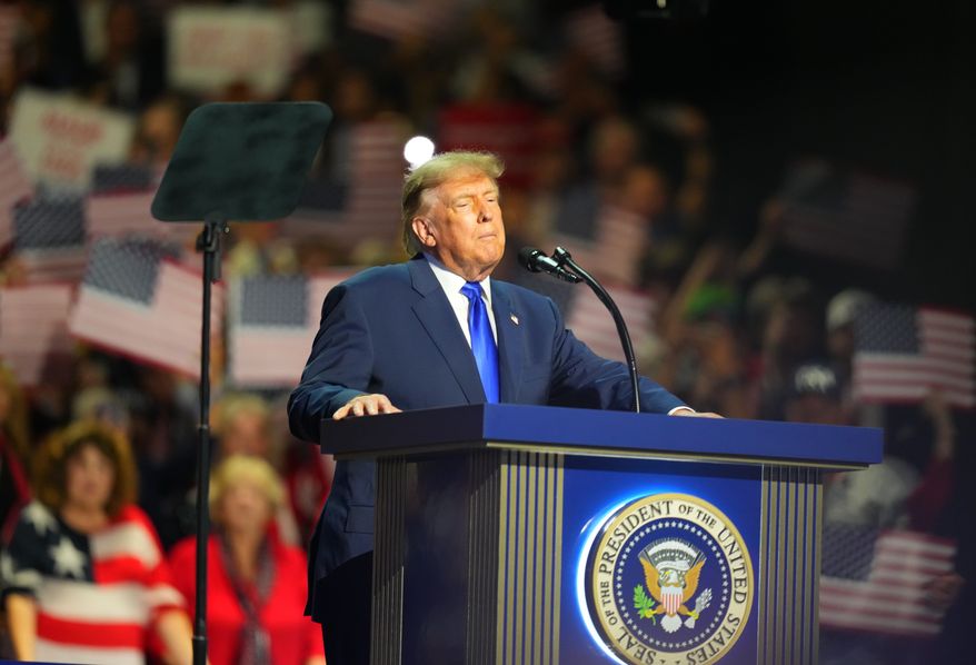 President Donald Trump speaks at the Republican convention Wednesday, Sept. 9, 2026, in Dallas. (AP Photo/Julio Cortez)