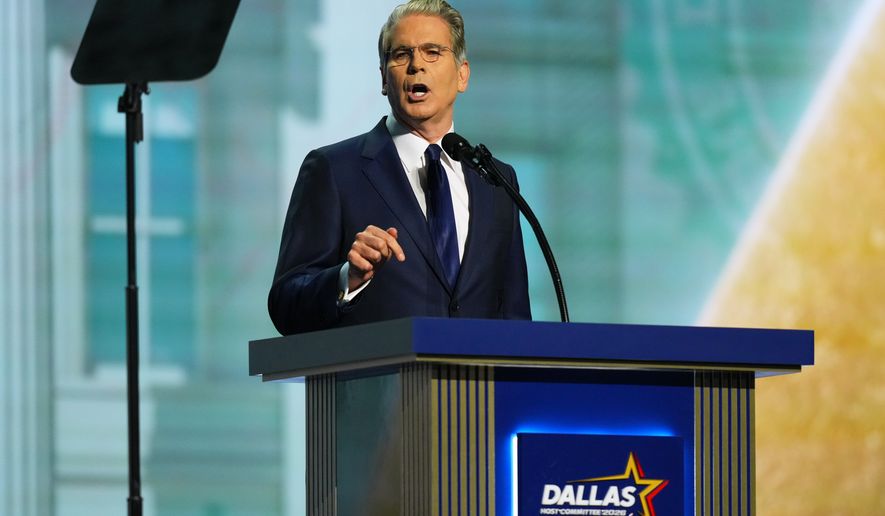 Treasury Secretary Scott Bessent speaks at the Republican convention Wednesday, Sept. 9, 2026, in Dallas. (AP Photo/Julio Cortez)