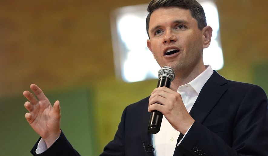 Democratic U.S. Senate candidate Texas state Rep. James Talarico speaks at a food drive at the Frederick Douglass Human Services and Justice Center, Wednesday, Sept. 9, 2026, in Dallas. (AP Photo/Julia Demaree Nikhinson)