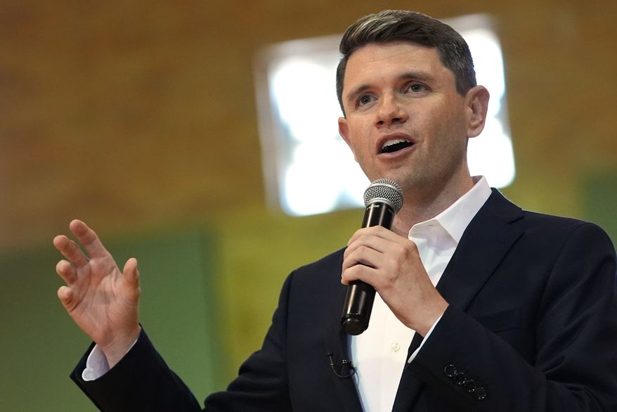 Democratic U.S. Senate candidate Texas state Rep. James Talarico speaks at a food drive at the Frederick Douglass Human Services and Justice Center, Wednesday, Sept. 9, 2026, in Dallas. (AP Photo/Julia Demaree Nikhinson)