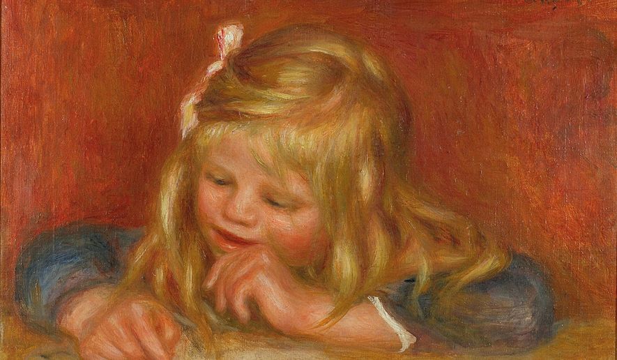 This photo provided by City of Cagnes-sur-Mer, southern France, shows "Coco lisant," a painting by Pierre-Auguste Renoir stolen at the Renoir museum, in Cagnes-sur-Mer, Tuesday, Sept. 8, 2026. (City of Cagnes-sur-Mer via AP)