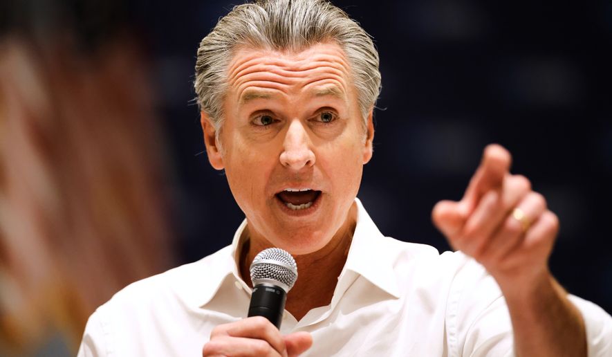 California Gov. Gavin Newsom speaks at a rally for democratic candidates Saturday, Sept. 5, 2026, in Monroe, N.C. (AP Photo/Nell Redmond)