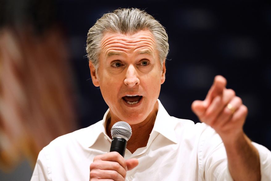 California Gov. Gavin Newsom speaks at a rally for democratic candidates Saturday, Sept. 5, 2026, in Monroe, N.C. (AP Photo/Nell Redmond)