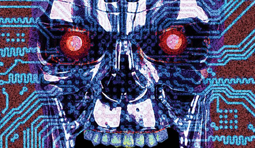 Artificial intelligence (AI) exterminating the human race illustration by Alexander Hunter/The Washington Times