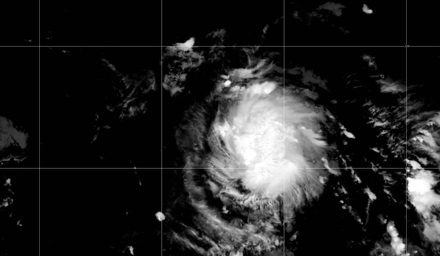 This satellite image released by NOAA shows Tropical Storm Norbert in the Pacific Ocean, Thursday, Sept. 10, 2026. (NOAA via AP)