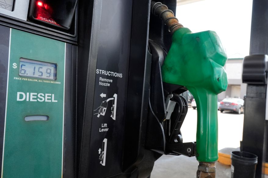 The price for diesel fuel is displayed on a pump at a gas station Friday, Sept. 4, 2026, in Dickson, Tenn. (AP Photo/George Walker IV, File)