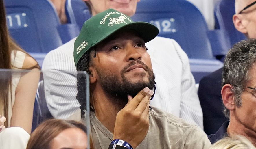 New York Knicks' Jalen Brunson attends a match between Ben Shelton, of the United States, and Frances Tiafoe, of the United States, during the men's singles semifinals of the U.S. Open tennis championships Friday, Sept. 11, 2026, in New York. (AP Photo/Frank Franklin II)