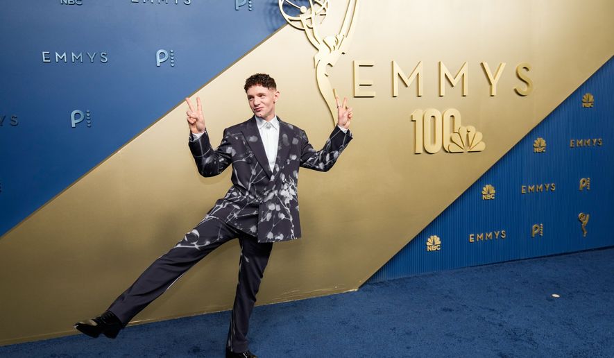 Chris Perfetti arrives at the 78th Emmy Awards on Monday, Sept. 14, 2026, at the Peacock Theater in Los Angeles. (AP Photo/Mark J. Terrill)