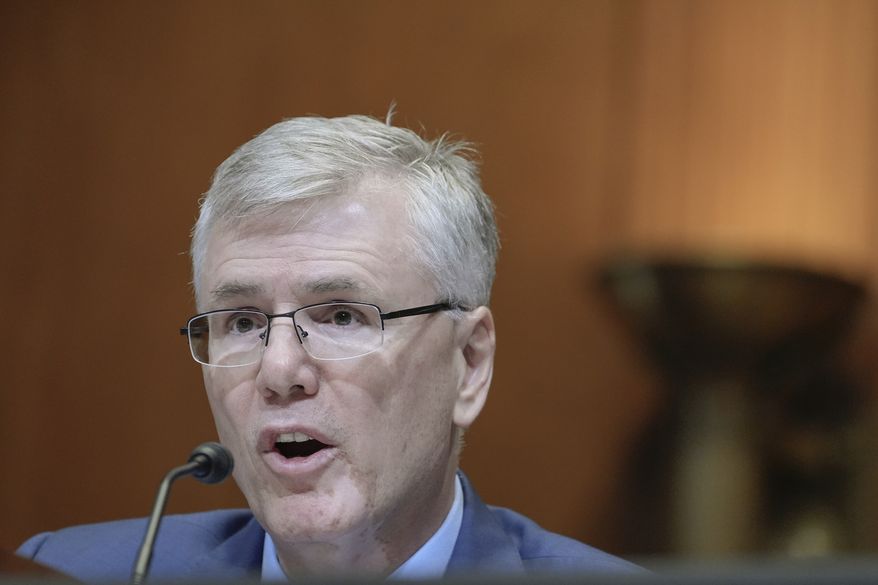 Secretary of the Air Force Troy E. Meink, testifies during a Senate Committee on Appropriations subcommittee on Department of Defense hearing on Capitol Hill, Tuesday, June 9, 2026, in Washington. (AP Photo/Mariam Zuhaib)