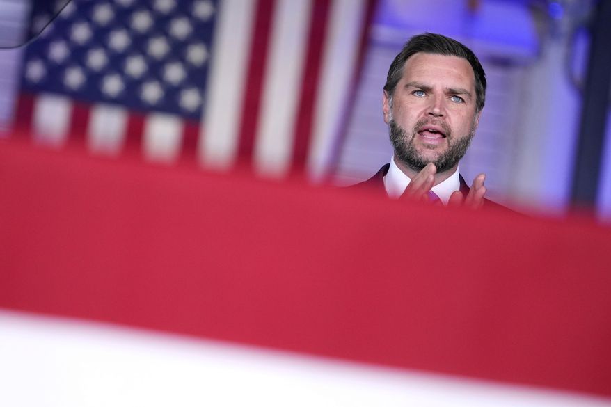 Vice President JD Vance speaks during an event at the FBI Field Office in Kansas City, Mo., Monday, Sept. 14, 2026. (AP Photo/Mark Schiefelbein, Pool)