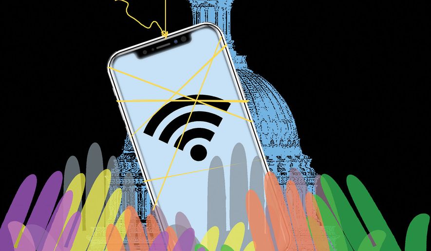 Congress and affordable Internet broadband access illustration by Alexander Hunter/The Washington Times