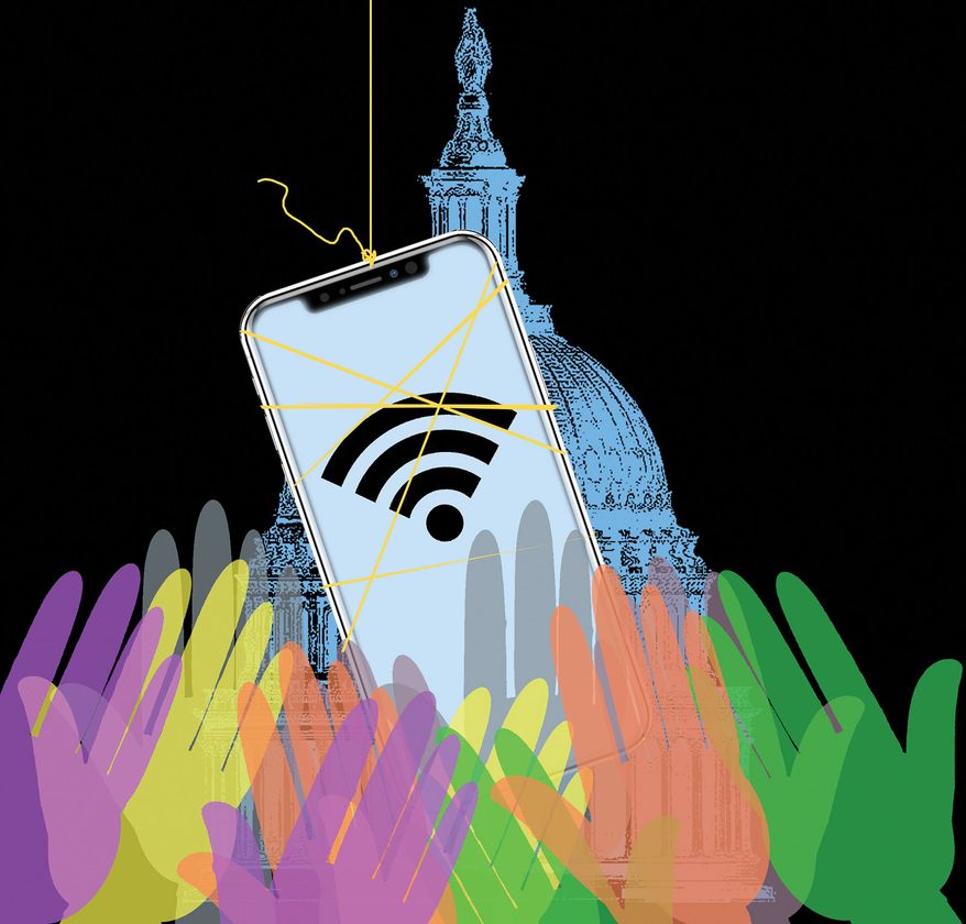 Congress and affordable Internet broadband access illustration by Alexander Hunter/The Washington Times
