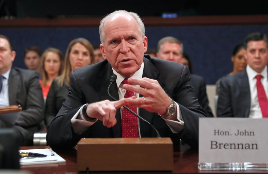 Former CIA Director John Brennan testifies on Capitol Hill in Washington on May 23, 2017, before the House Intelligence Committee Russia Investigation Task Force. (AP Photo/Pablo Martinez Monsivais) **FILE**