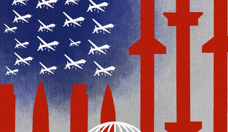 Arming the United States of America's military and costs around the world illustration by Linas Garsys / The Washington Times