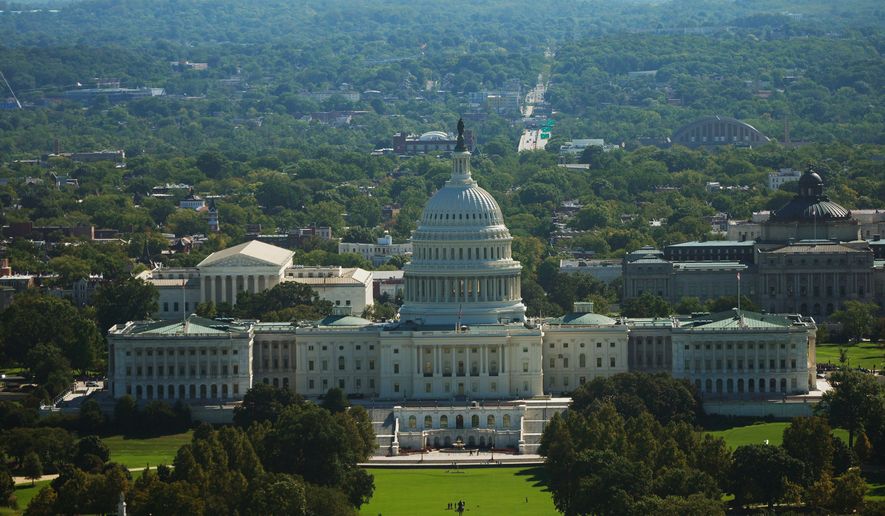 The U.S. Capitol is seen from the Washington Monument, Tuesday, Sept. 15, 2026, in Washington. (AP Photo/Pablo Martinez Monsivais)