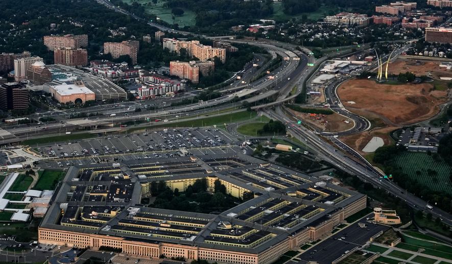The Pentagon is seen from the air, Tuesday, Sept. 8, 2026, in Washington (AP Photo/Julia Demaree Nikhinson)