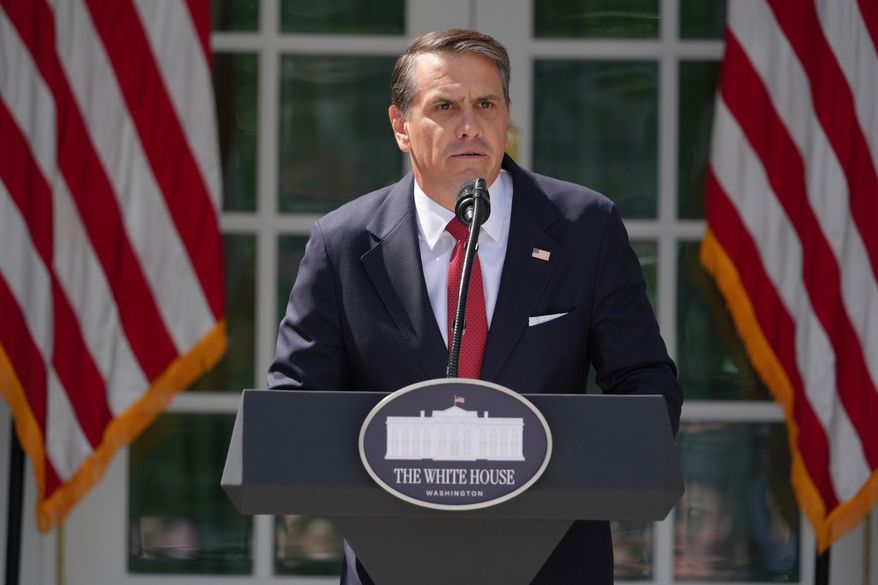 U.S. Attorney General Todd Blanche speaks during a news briefing in the Rose Garden of the White House, Tuesday, Sept. 15, 2026, in Washington. (AP Photo/Jacquelyn Martin)